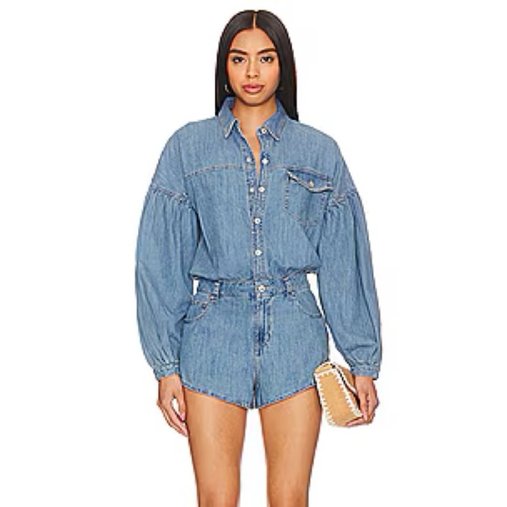 Free People Denim Romper